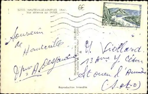 Ak Hauteville Lompnes Ain, Vue aerienne sur Inter