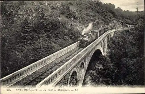 Ak Vichy Allier, Dampflok, Viadukt, Schienen, Landschaft, Vichy