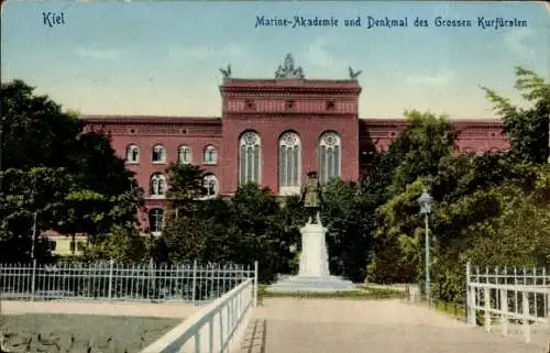 Ak Kiel, Marine Akademie, Denkmal des Grossen Kurfürsten
