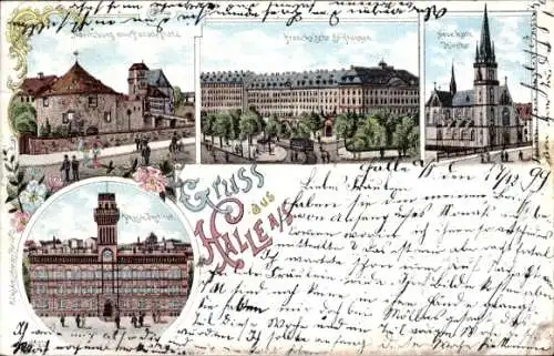 Litho Halle an der Saale, katholische Kirche, Paradeplatz, Stiftung, Institut
