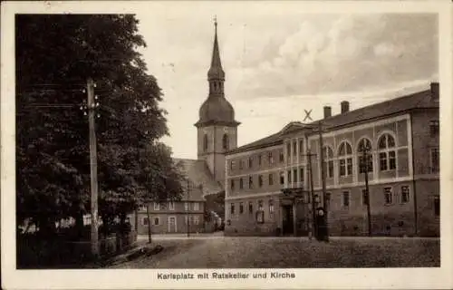 Ak Stotternheim Erfurt in Thüringen, Karlsplatz, Ratskeller, Kirche, s Gebäude, Wolken