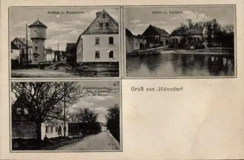 Ak Jüdendorf Steigra im Saalekreis, Wasserturm, Schule