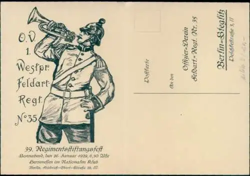 Klapp Ak 1. Westpr. Feldartillerie-Regiment 35, 39. Regimentsstiftungsfest