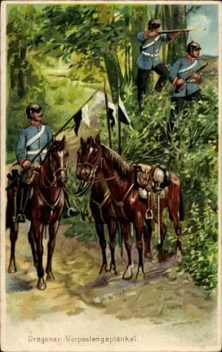 Ak Dragoner, Vorpostengeplänkel, Soldaten in Uniform, Deutscher Kriegerbund