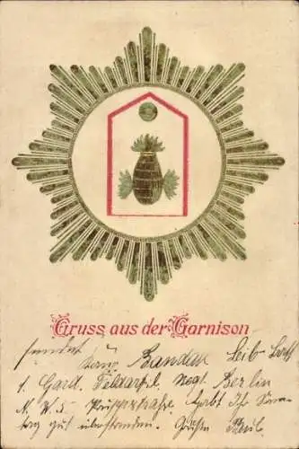 Ak Gruss aus der Garnison, Berlin, 1. Garde Feldartillerie Regiment