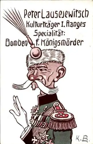Künstler Ak Peter Lausejewitsch, Kulturträger I. Ranges, Propaganda, Karikatur