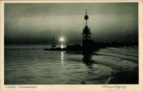 Ak Świnoujście Swinemünde Pommern, Sonnenuntergang