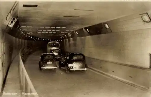 Ak Rotterdam Südholland Niederlande, Maastunnel, Autos, Tunnel, Historische 