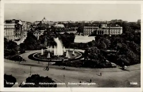 Ak Wien 1 Innere Stadt, Hochstrahlbrunnen, Schwarzenbergplatz,  Architektur, Brunnen