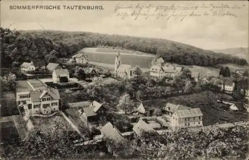 Ak Tautenburg in Thüringen, Ansicht der Sommerfrische  Häuser, Kirche, Landschaft
