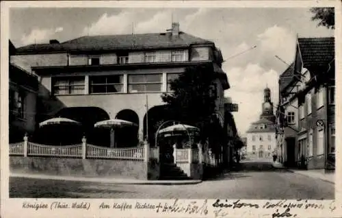Ak Königsee in Thüringen, Gebäude, Straßenszene, Café Richtee,  Architektur
