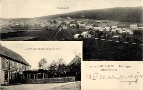 Ak Gehlberg Suhl in Thüringen, Gasthof zum Hirsch, Gebr. Spindler, Totalansicht, Höhenluftkurort