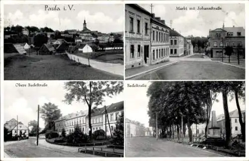 Ak Pausa im Vogtland, Markt, Johannstraße, Obere Badestraße