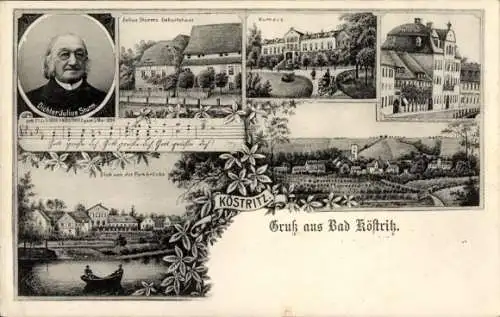 Ak Bad Köstritz in Thüringen, Julius Shure, Geburtshaus, Kurhaus, Parkbrücke, Landschaft