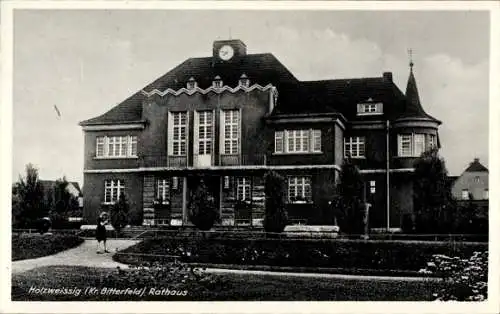 Ak Holzweißig Bitterfeld Wolfen in Sachsen Anhalt, Rathaus