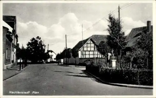 Ak Nachterstedt Seeland Sachsen Anhalt, Plan von  ruhige Straße, Häuser, Bäume, blauer Himmel