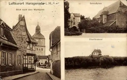 Ak Harzgerode am Harz, Luftkurort Harzgerode i. H., Blick nach dem Marktplatz, Schloßplatz, Oberf