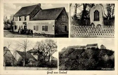 Ak Endorf Falkenstein Harz, Gasthof zur Erholung, Ernst Keitel, Kriegerdenkmal, Schloss, Konradsburg