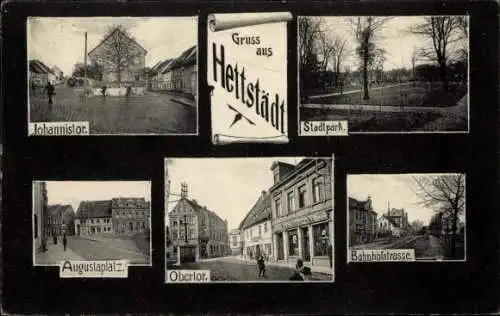 Ak Hettstedt im Südharz, Johannistor, Stadtpark, Obertor, Augustaplatz, Bahnhofstraße
