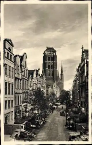 Ak Gdańsk Danzig, Alt- Jopengasse, Marienkirche,  Architektur