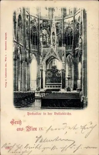 Ak Wien 1 Innere Stadt, Hochaltar der Votivkirche, gotische Architektur, gedruckt, C. Ledermann