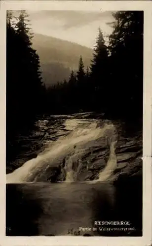 Ak Riesengebirge Region Königgrätz, Bílé Labe, Weiße Elbe, Weißwasser, Weißwassergrund