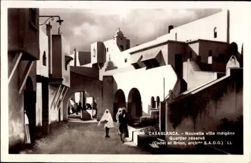 Ak Casablanca Marokko,  neue indigene Stadt, reserviertes Viertel, Architektur