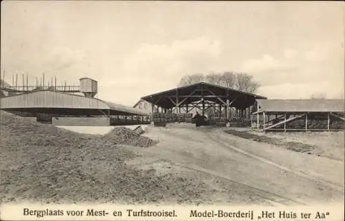 Ak Noord-Holland Nederland, Bergplaats voor Mest- en Turfstrooisel, Model-Boerderij Met Huis ter Aa