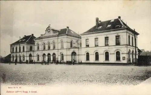 Ak St. Nicolas Sint Niklaas Waas Waes Ostflandern Belgien, Bahnhof
