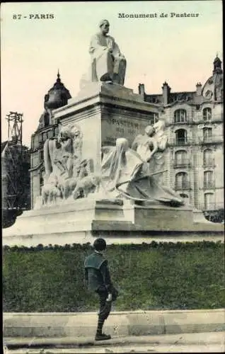 Ak Paris, Place de Breteuil, Monument de Pasteur