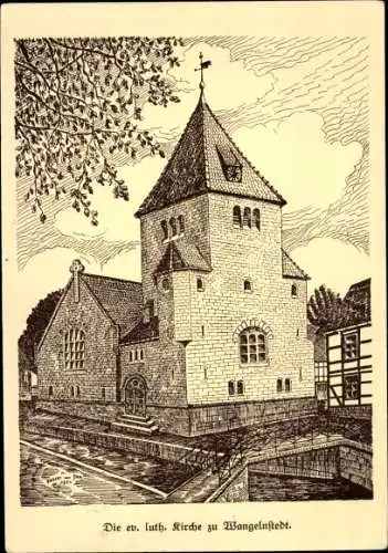 Künstler Ak Wangelnstedt Niedersachsen, ev. luth. Kirche