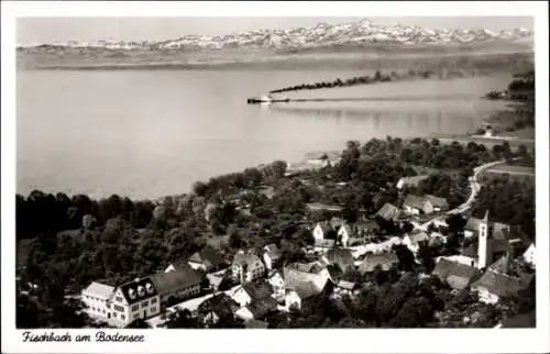 Ak Fischbach Friedrichshafen am Bodensee, Landschaftsaufnahme, Bodensee, Fischbach, Häuser, Berge