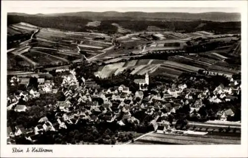 Ak Flein in Württemberg, Luftaufnahme von Flein, Weinberge, Kirche, Häuser