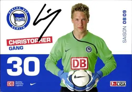 Autogrammkarte Fußballer Christopher Gäng, Hertha BSC, Autogramm