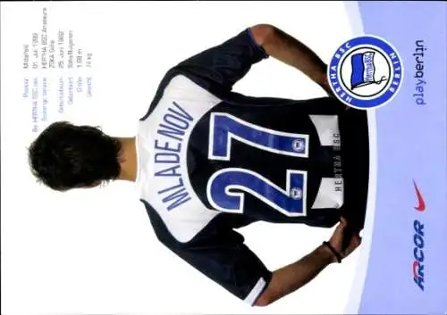 Autogrammkarte Fußballer Alexandar Mladenov, Hertha BSC, Autogramm