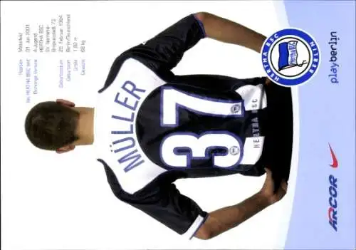 Autogrammkarte Fußballer Christian Müller, Hertha BSC, Autogramm