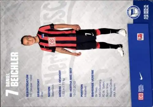 Autogrammkarte Fußballer Daniel Beichler, Hertha BSC, Autogramm