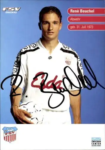 Autogrammkarte Fußballer Renè Beuchel, FSV Zwickau, Autogramm