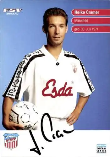 Autogrammkarte Fußballer Heiko Cramer, FSV Zwickau, Autogramm