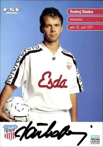 Autogrammkarte Fußballer Ondrej Danko, FSV Zwickau, Autogramm