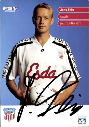 Autogrammkarte Fußballer Jens Feix, FSV Zwickau, Autogramm