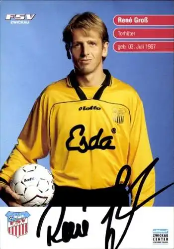 Autogrammkarte Fußballer René Groß, FSV Zwickau, Autogramm
