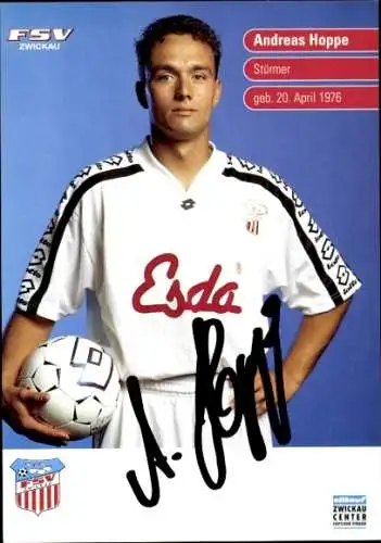 Autogrammkarte Fußballer Andreas Hoppe, FSV Zwickau, Autogramm