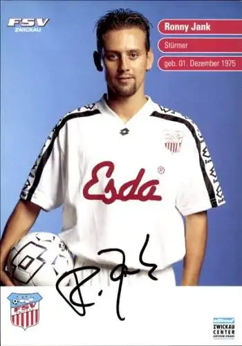 Autogrammkarte Fußballer Ronny Jank, FSV Zwickau, Autogramm