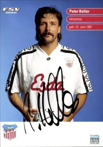 Autogrammkarte Fußballer Peter Keller, FSV Zwickau, Autogramm
