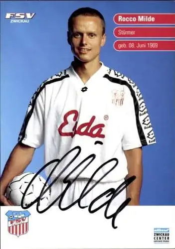 Autogrammkarte Fußballer Rocco Milde, FSV Zwickau, Autogramm