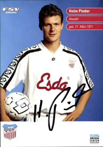 Autogrammkarte Fußballer Holm Pinder, FSV Zwickau, Autogramm
