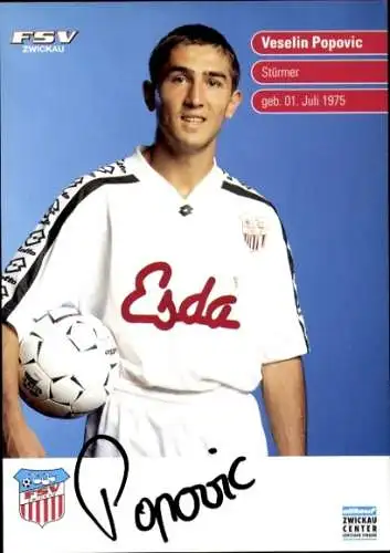 Autogrammkarte Fußballer Veselin Popovic, FSV Zwickau, Autogramm
