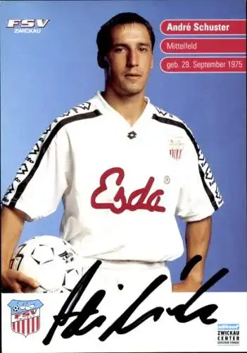Autogrammkarte Fußballer André Schuster, FSV Zwickau, Autogramm