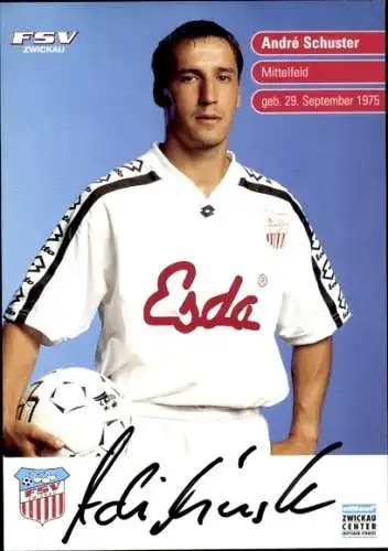 Autogrammkarte Fußballer André Schuster, FSV Zwickau, Autogramm